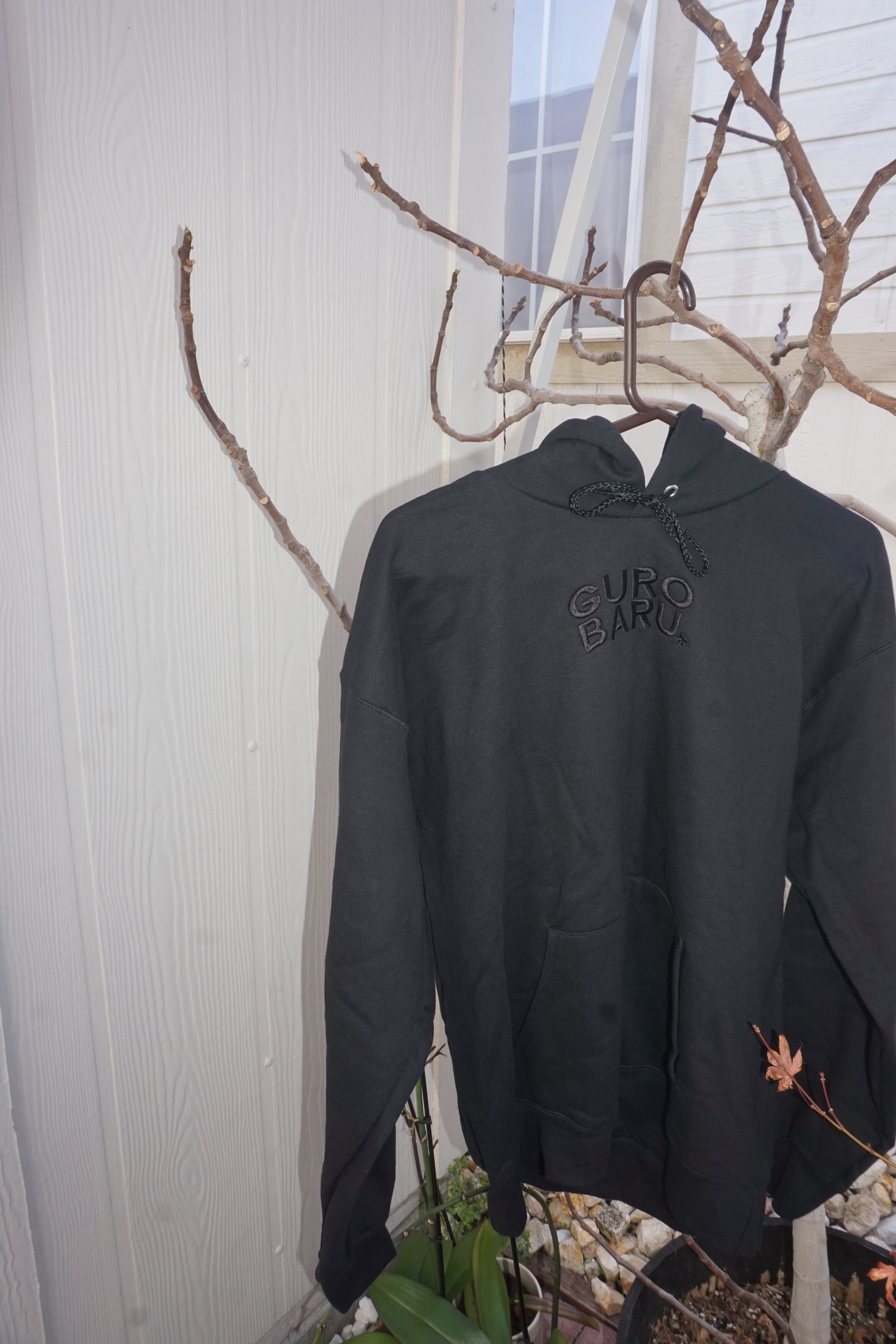 Black Embroidered Logo Hoodie